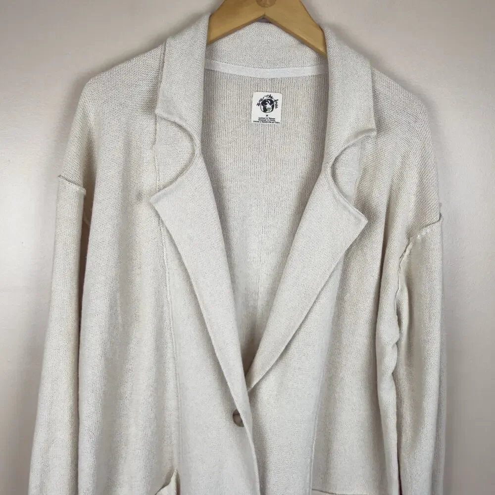 Free People We The Free Desert Knit Blazer Oversized Women Beige Size M